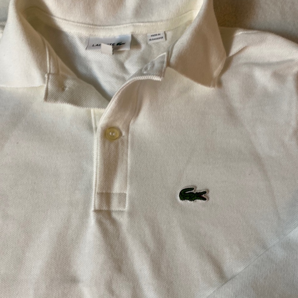 Lacoste polo shirt, long sleeves, white size 12